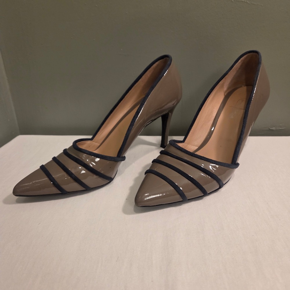 Jennifer Tattanelli‎ Patent Leather & Suede Pointy Toe Pumps, Size 38 1/2, US 8